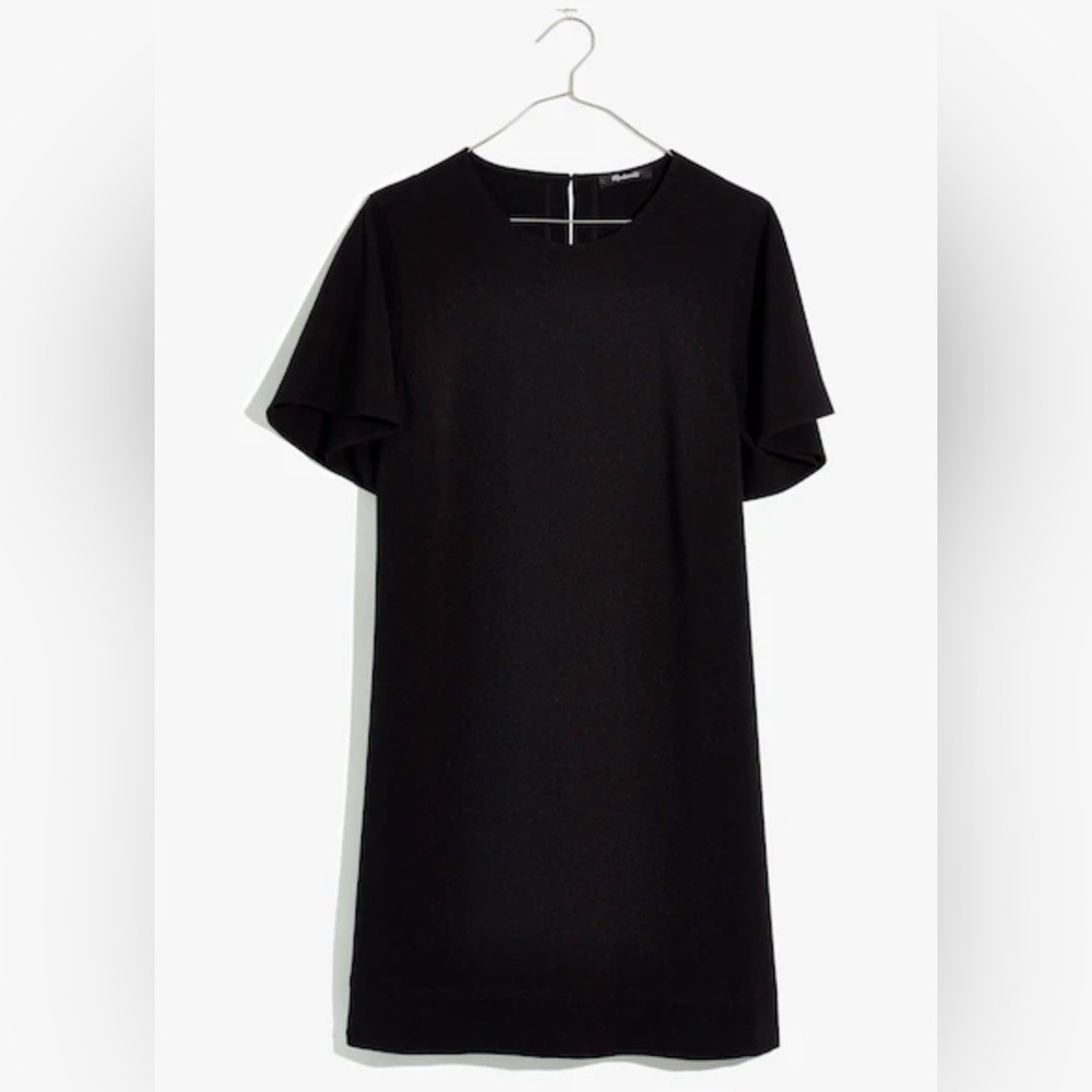 Madewell crepe flutter sleeve elegant black Mini Dress size M